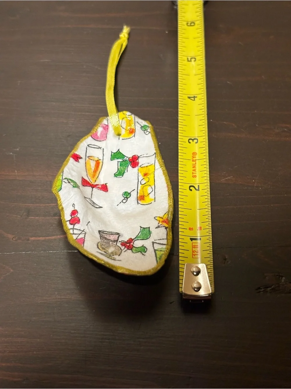 Handmade holiday cocktail theme decoupage shell ornament